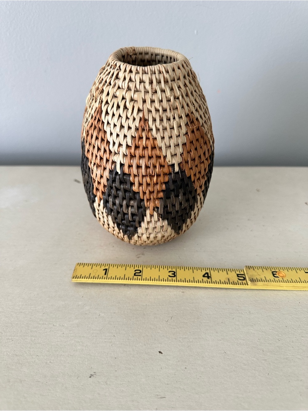 Small Africa African basket woven decor boho vase